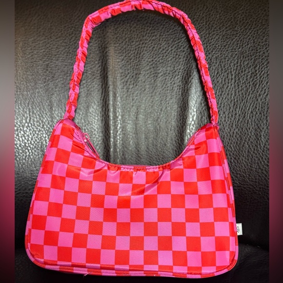 Street Level Handbags - STREET LEVEL Purse Lily Checkered Nylon Baguette Pink Bag Y2K Fashion